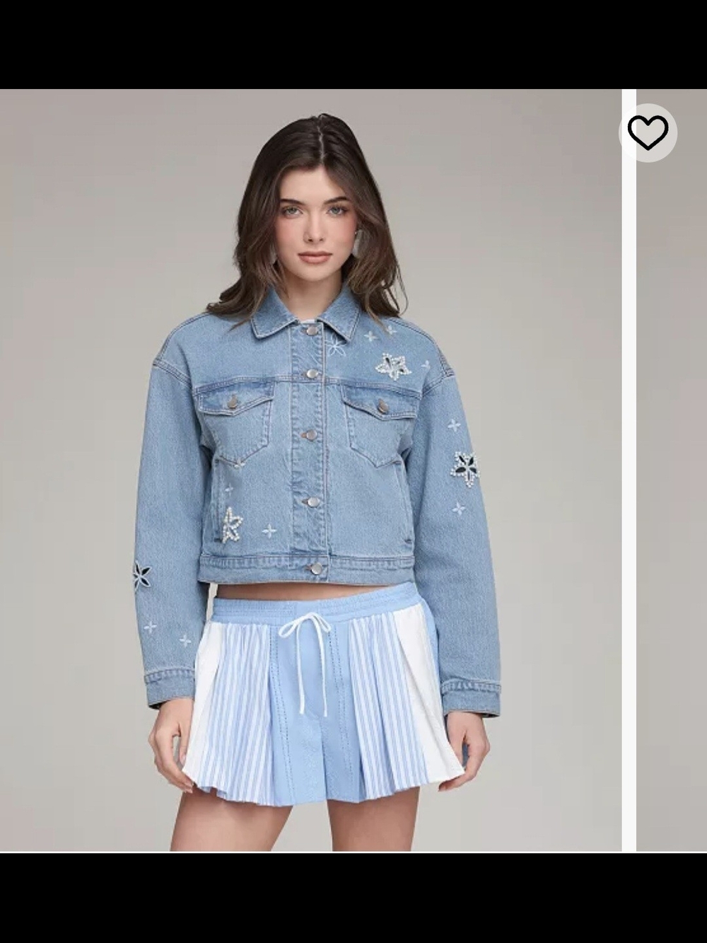 Avec Les Filles Embroidered Detail Collered Denim Jacket XS $138